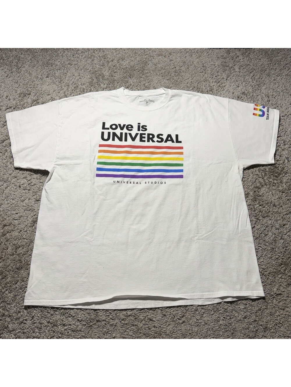 Universal Studios Love Is Universal White Short Sleeve T-Shirt Pride Mens 3XL